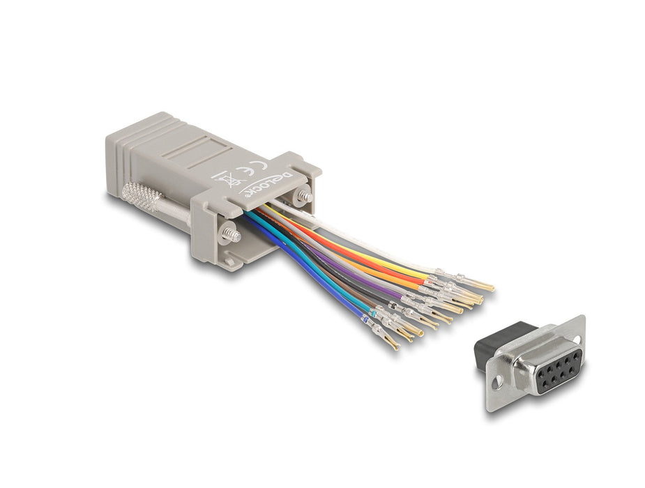 Delock Kit De Montaje De Conector Hembra D-Sub De 9 Pines A Conector Hembra Rj50, Gris