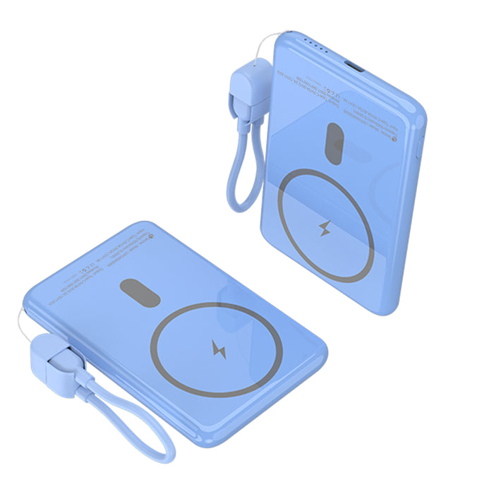 Powerbank 5000mah Leotec Lepoww20w5b 20w Wireless Azul Incluye Cable Usb Tipo-C