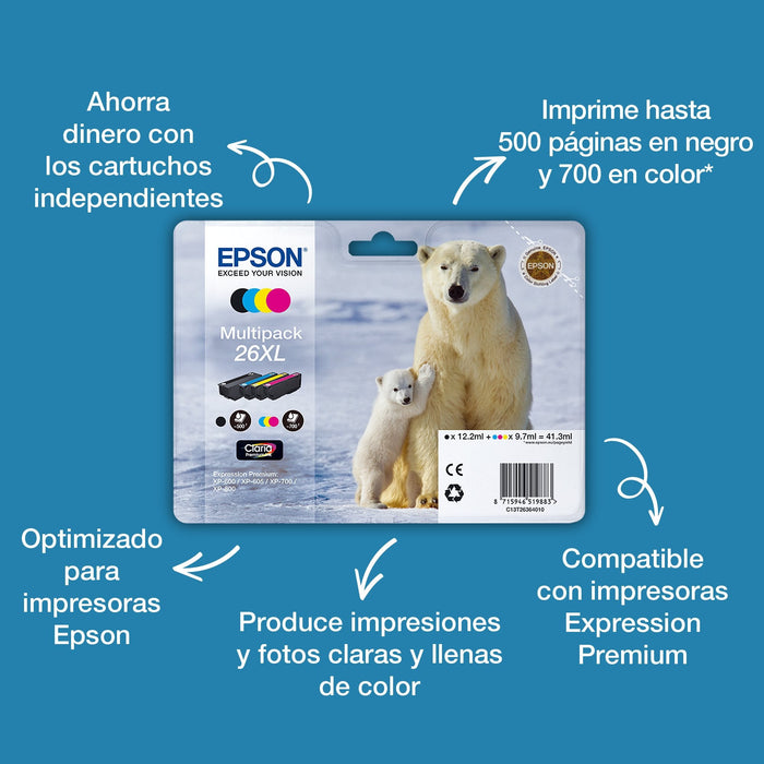 Epson 26 Ink Cartridge Cyan C13t26124022
