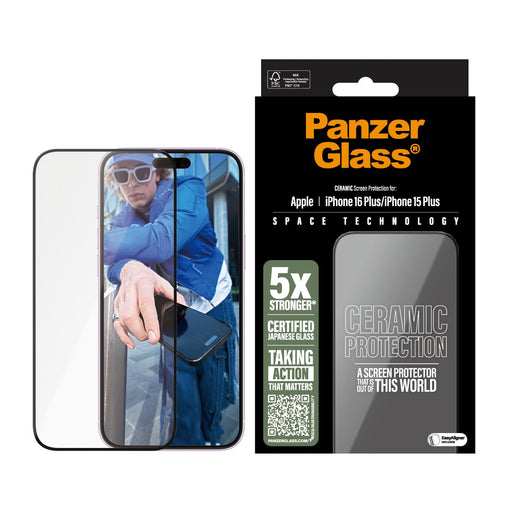 EAN 5715685002311 - PanzerGlass ® Ceramic Screen Protector iPhone 16 Plus | 15 Plus | Ultra-Wide Fit w. EasyAligner Protector imagen 2