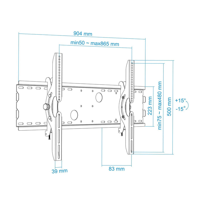 Tooq Soporte Fijo De Pared Para Tv De 37"-70" - Inclinable - Peso Max 75kg - Vesa 600x400mm - Negro