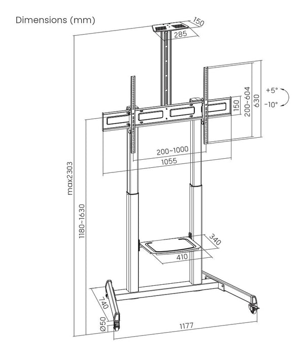 EAN 8716309135023 - Gembird TVS-100T-03 soporte para TV 2,54 m (100") Negro imagen 5