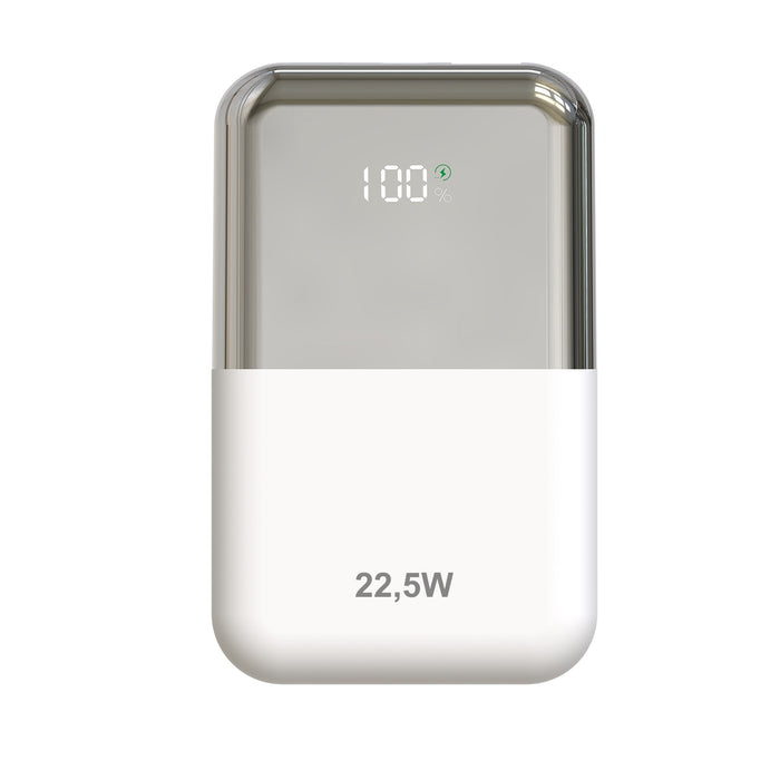 Powerbank 10000mah Leotec Lepow22w10ws 22.5w Blanco Y Plata Incluye Cable Usb Tipo-C