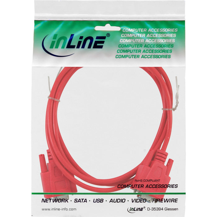 Cable De Módem Nulo Inline Db9 Pin Hembra A Hembra Moldeado Rojo 3m