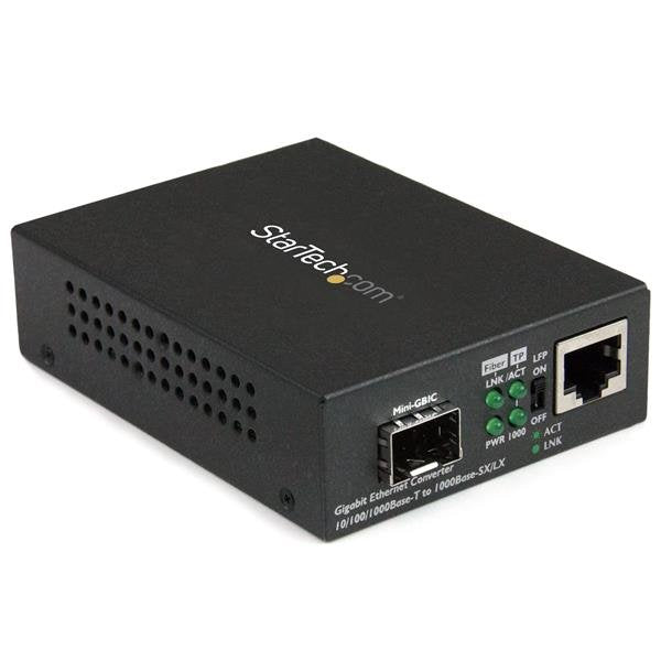 Startech.Com Conversor De Medios Ethernet Gigabit A Fibra Con Sfp Abierto Adaptador De Cobre A Fibra Conversor De Soportes De Fibra 1gbe 10base-T 1000base-Lx 1000base-Sx 100base-Tx 1000base-T Rj-45 / Sfp (Mini-Gbic) Para P/N: Glclhsmdstta