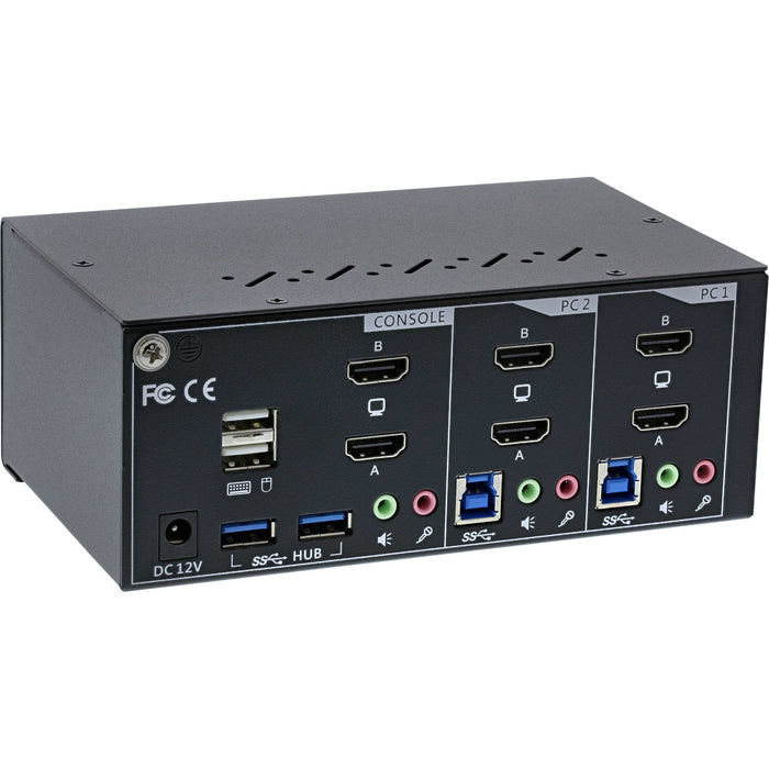 Inline® Kvm Desktop Switch, 2-Port, Dual Monitor, Hdmi 2.0, 4k, Usb 3.0, Audio