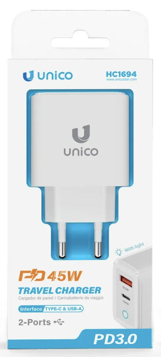 EAN 8435719616945 - UNICO HC1694 cargador de dispositivo móvil Universal Blanco Corriente alterna Carga rápida Interior imagen 2