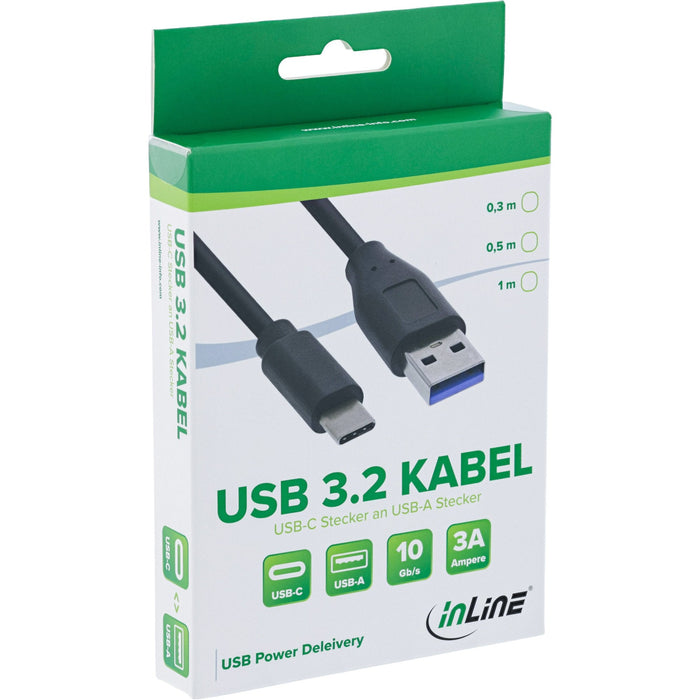 Cable Inline Usb 3.2, Usb Tipo C Macho A A Macho, Negro, 1 M