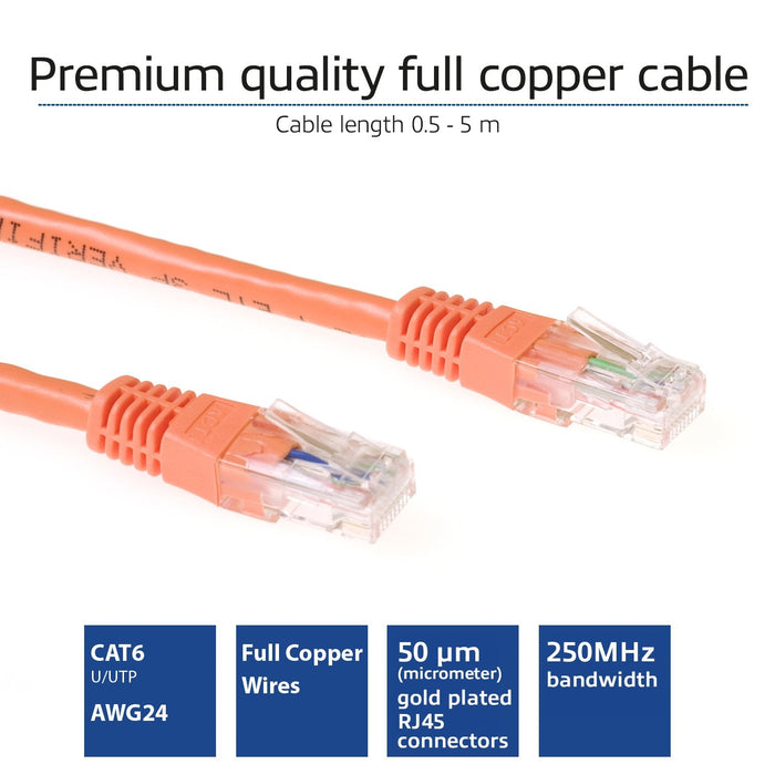 Naranja 20 Meter U Utp Cat6 Patch Cable With Rj45 Connectors