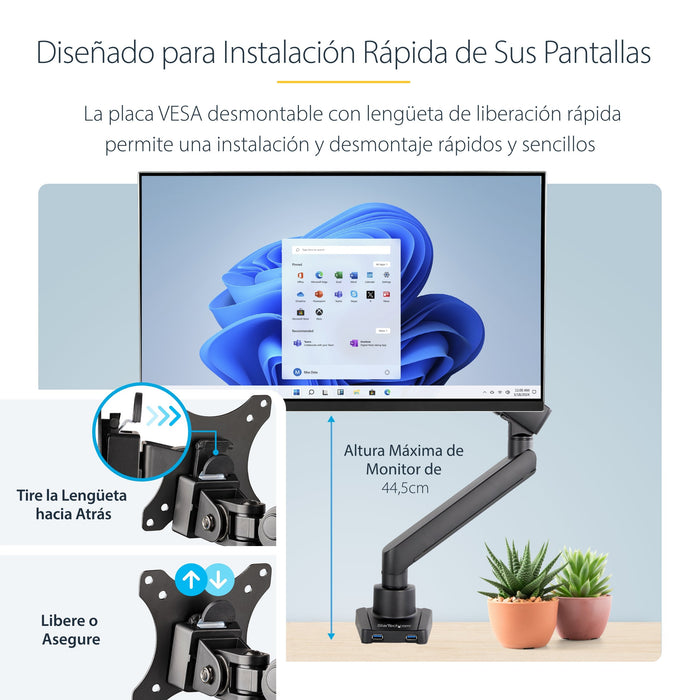 EAN 0065030888356 - StarTech.com ARMSLIM2USB3 soporte para monitor 86,4 cm (34") Escritorio Negro imagen 13