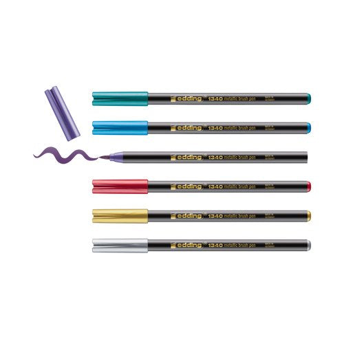 EAN 4057305049933 - Edding 1340 rotulador Oro, Azul metálico, Metallic green, Rojo metalizado, Violeta metalizado 6 pieza(s) imagen 2