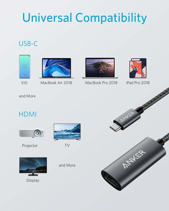 Anker A83120a1 Adaptador Gráfico Usb-C A Hdmi Negro, Gris