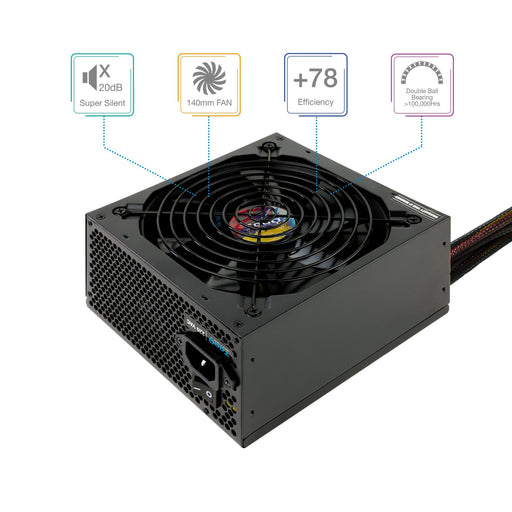 EAN 8433281010314 - TooQ TQAPOLO-750SP unidad de fuente de alimentación 750 W 20+4 pin ATX ATX Negro imagen 2