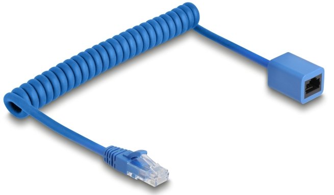 Delock Rj45 Spiralcable Stecker Zu Buchse Cat.6 Utp 0,8 M Bis 1,8 M Blau