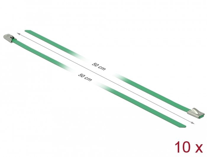 Delock Bridas De Acero Inoxidable L 500 X B 4,6 Mm Verde 10 Piezas