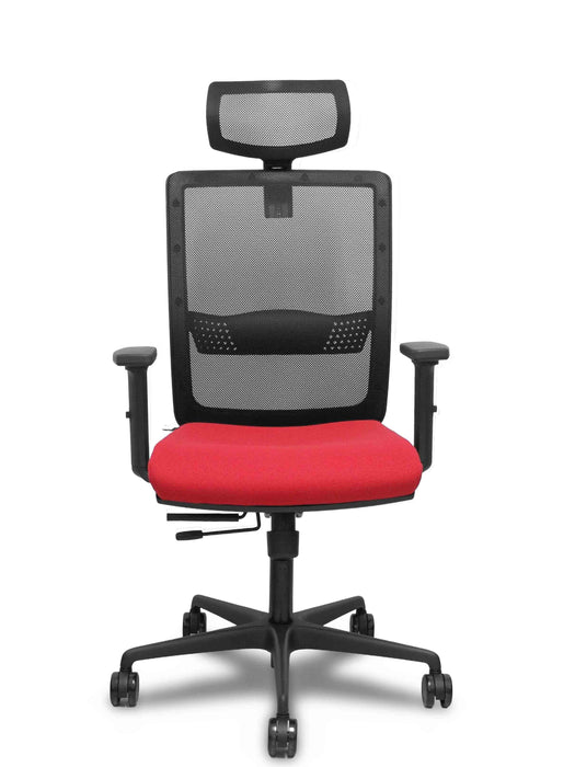 Piqueras Y Crespo Silla Haches Traslack Malla Negra Asiento Bali Rojo Brazos 2d Ruedas 65mm Cabecero Regulable