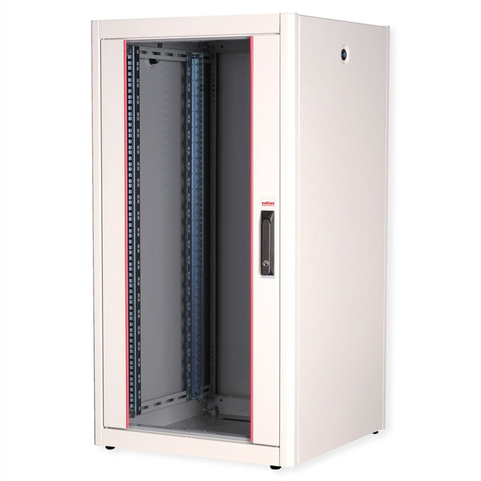 Roline 19-Zoll Netzwerkschrank Basic 22 He, 600x600 Bxt Glastr Grau