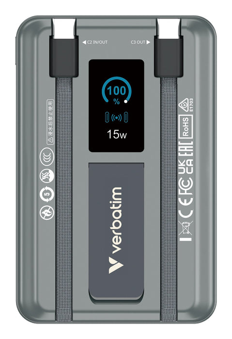 EAN 0023942322726 - Verbatim 32272 batería externa Polímero de litio 10000 mAh Cargador inalámbrico Gris imagen 2