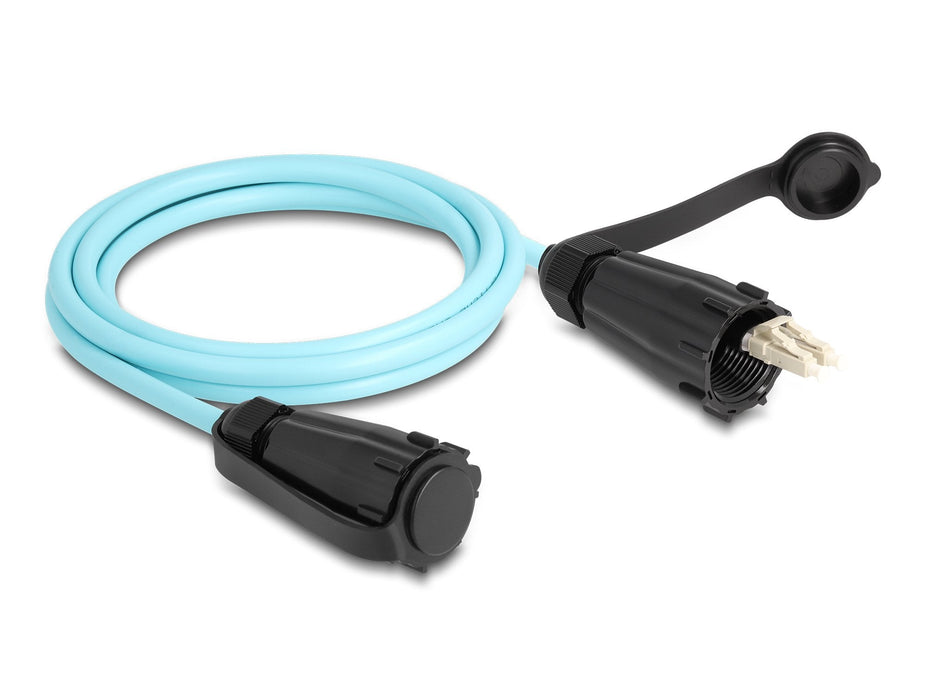 Delock 87889 Cable De Fibra Óptica Lc Duplex A Lc Duplex Con Tapa Protectora Om3 Multimodo Ip68 Resistente Al Polvo Y Al Agua, 2 M