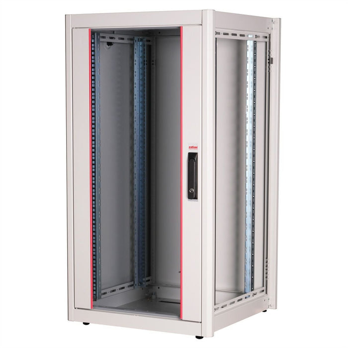 Roline 19-Zoll Netzwerkschrank Basic 22 He, 600x600 Bxt Glastr Grau