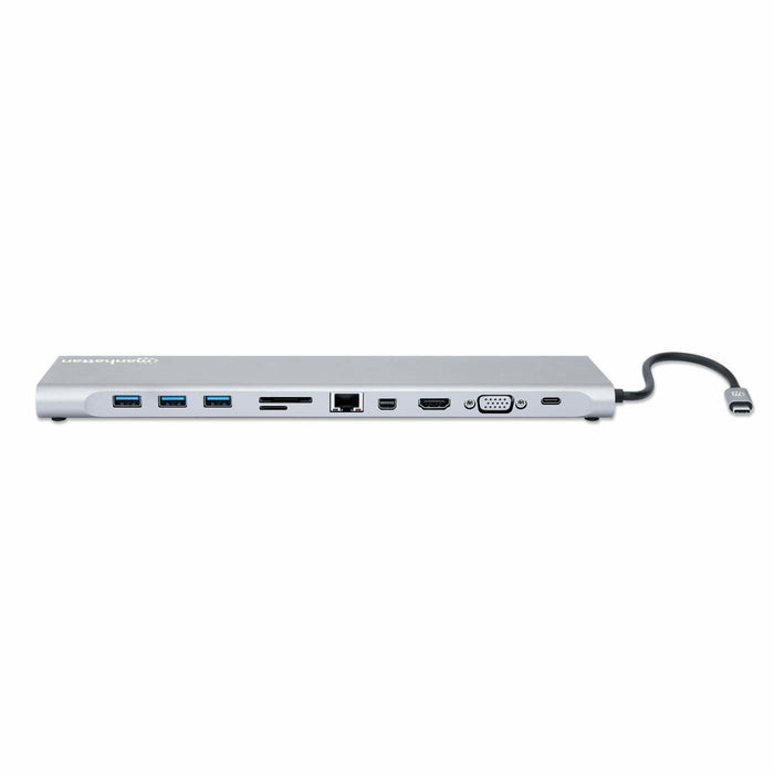 Manhattan 130578 Base Para Portátil Y Replicador De Puertos Alámbrico Usb 3.2 Gen 1 (3.1 Gen 1) Type-C Aluminio