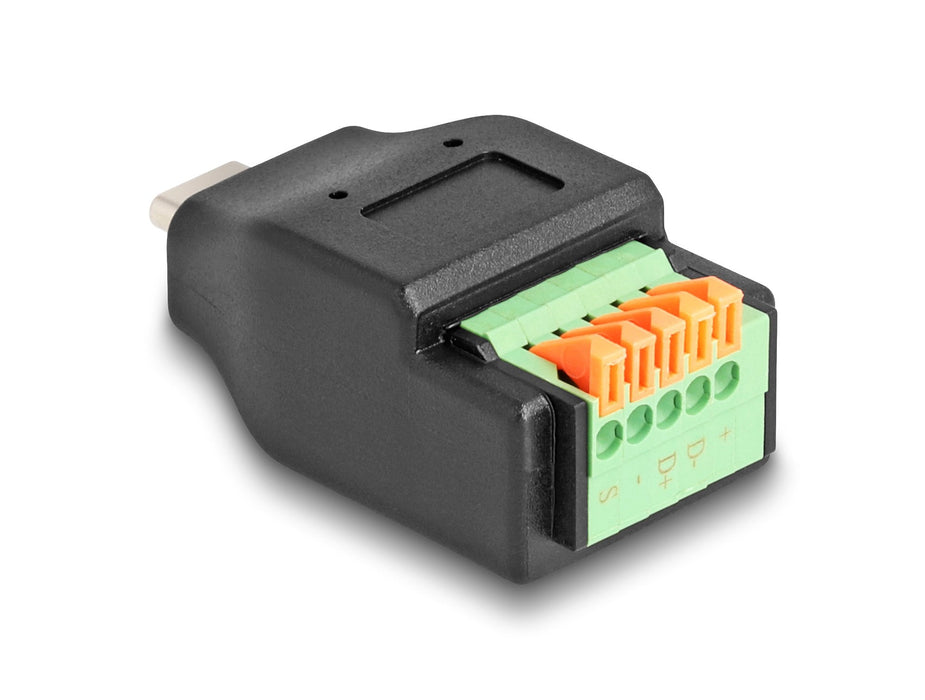 Adaptador Delock Usb 2.0, Conector Usb-C > Bloque De Terminales De 5 Pines Negro 66456