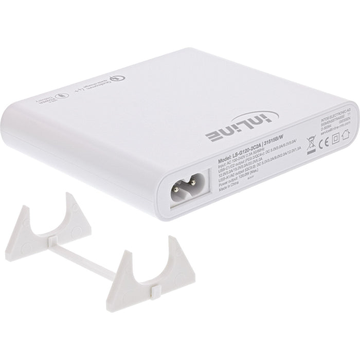 Inline® Usb Power Supply, Gan Charger, 4-Port, 2x Usb-C + 2x Usb-A, 120w, White