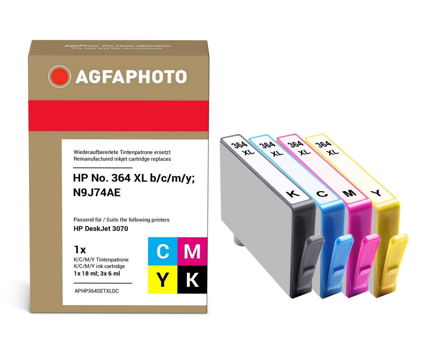 EAN 4250164836311 - AgfaPhoto APHP364SETXLDC cartucho de tinta 4 pieza(s) Compatible Alto rendimiento (XL) Negro, Cian, Magen imagen 1