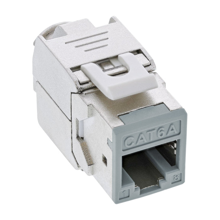 8 Piezas Pack Jack Inline Keystone Rj45, Blindado, Cat.6a, Gris