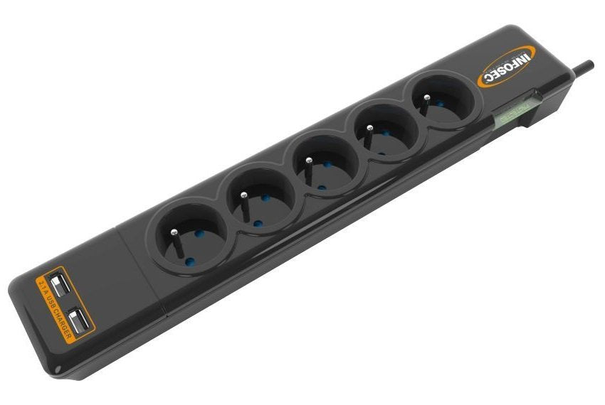 EAN 3700085612989 - Infosec S5 USB NEO Negro 5 salidas AC 230 V 1,5 m imagen 1