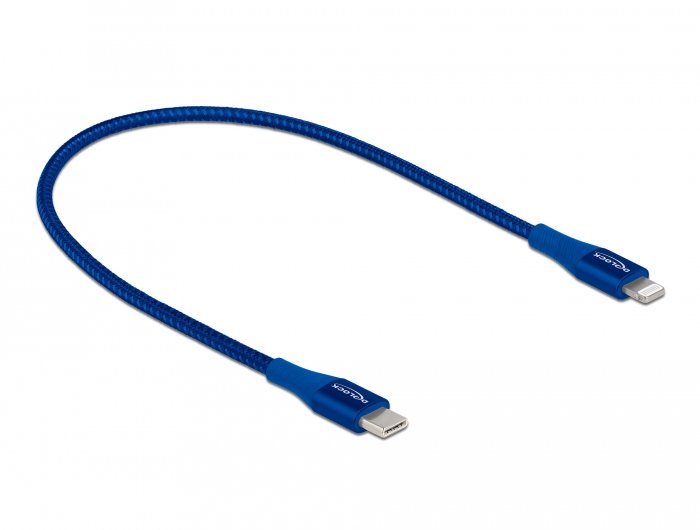 Delock Daten- Und Ladecable Usb Type-C Zu Lightning Für Iphone, Ipad Und Ipod Blau 0,5 M Mfi