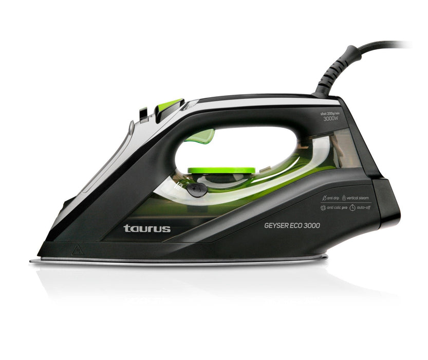 Plancha De Vapor Non-Stick Soleplate Vapor Continuo 200 G/Min Taurus Geyser Eco 3000 918776000 Negro, Verde, Gris