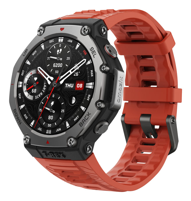 EAN 6970100374933 - Amazfit T-Rex 3 Lava 3,81 cm (1.5") AMOLED 48.5 mm Digital 480 x 480 Pixeles Pantalla táctil Negro, Acero imagen 3