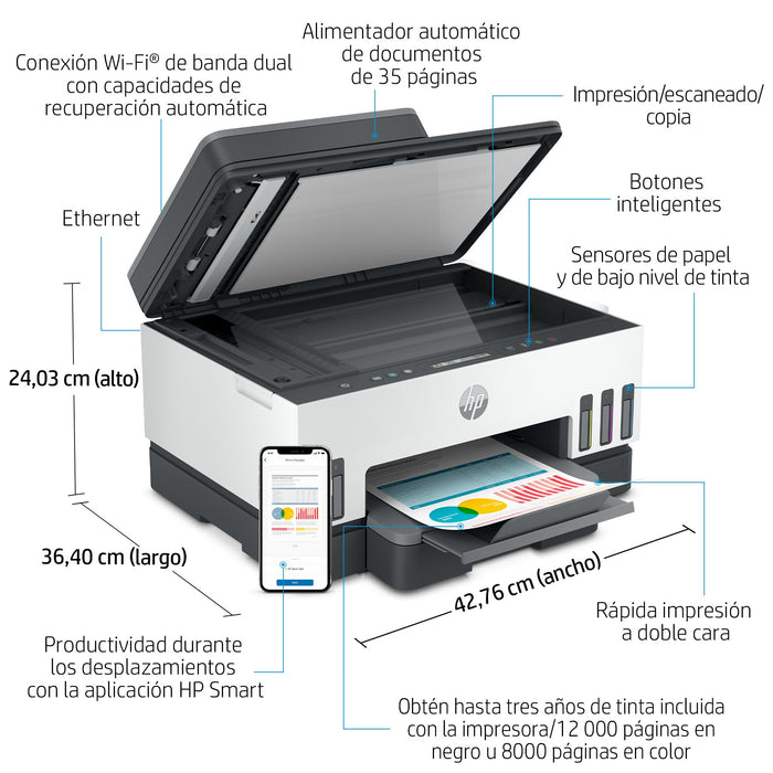 EAN 0195908302490 - HP Smart Tank 7305 All-in-One Printer Inyección de tinta térmica A4 4800 x 1200 DPI 15 ppm Wifi imagen 6
