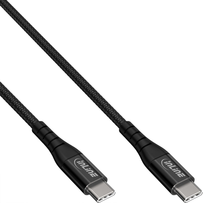 Inline® Usb 2.0 Cable, Usb-C 100w Quick Charger Cable, Textile Black, 2m