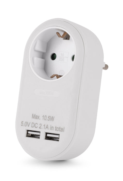 Entac Meckdosenadaptador + 2x Usb-A Blanco