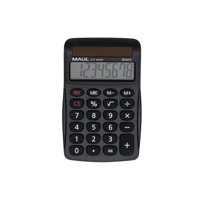 Maul Calculadora Eco Mj 455  Calculadora Basica Con Pantalla De 8 Dígitos  Calculadora Solar De 80% De Plástico Reciclado  Calculadora Pequeña 11,2 X 7,1 X 2 Cm  Negro