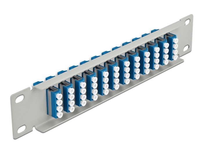 Delock 66796 Panel De Conexión De Fibra Óptica De 10" De 12 Puertos Lc Quad Azul 1u Gris