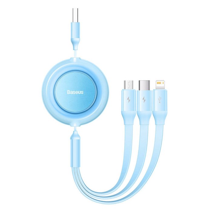 Baseus Bright Mirror 2 Usb 3w1 , Micro Usb / Lightning / Usb-C, Plaski, 3.5a, 1.1m (Blekitny)
