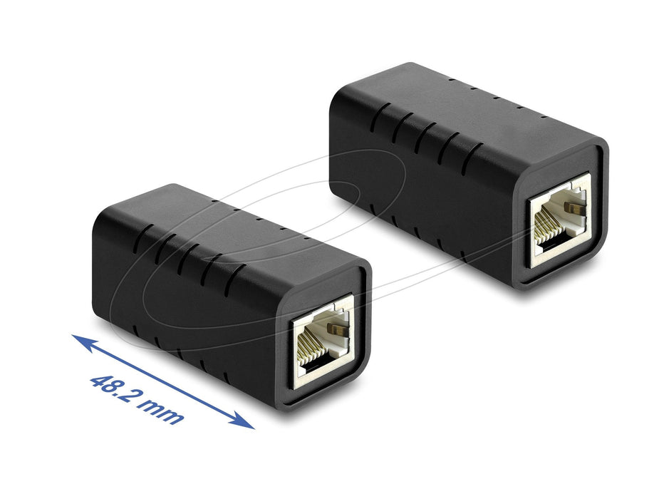 Delock Rj45 Empalme Conector Hembra A Hembra Cat.6a Apantallado Negro
