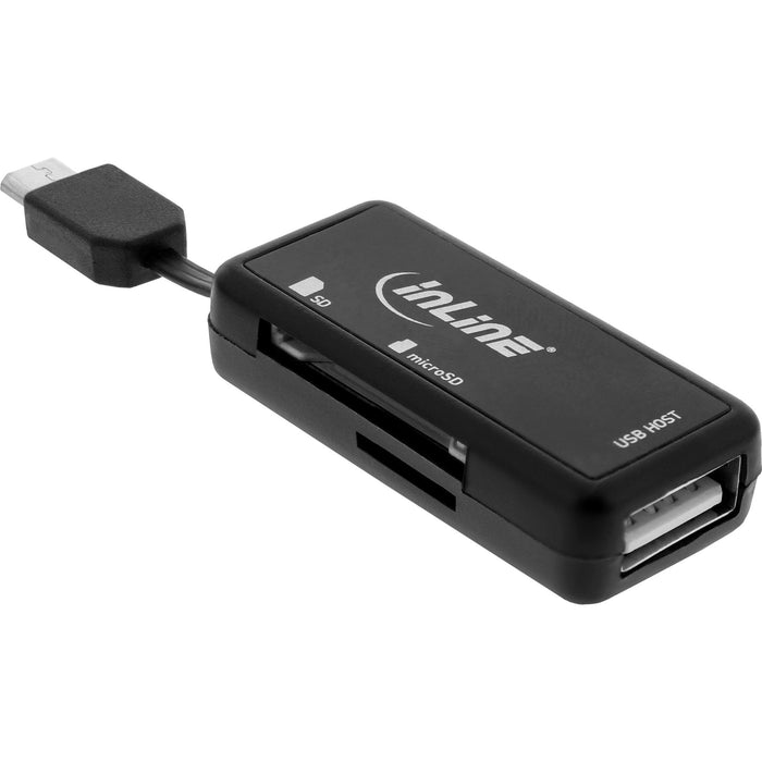 Lector De Tarjetas Inline Otg Dual Flex Para Sd Y Micro Sd Con Puerto Usb Y 2 Ranuras Para Tarjetas