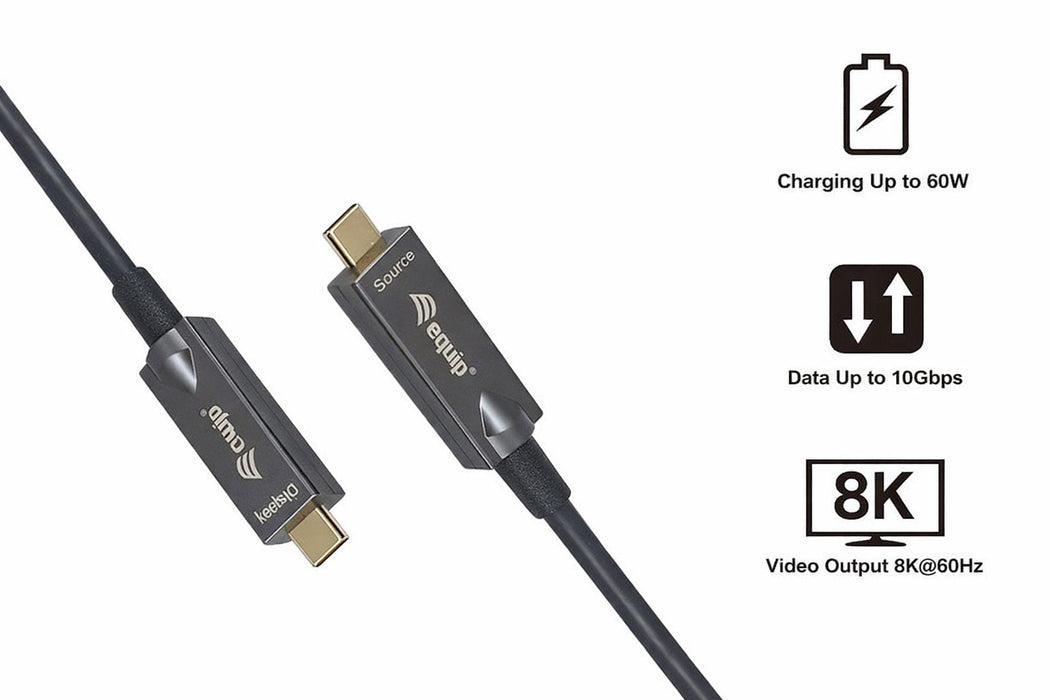 Equip Cable Usb-C3.2->C Aoc 8k Pd60w M M 7.50m Negro
