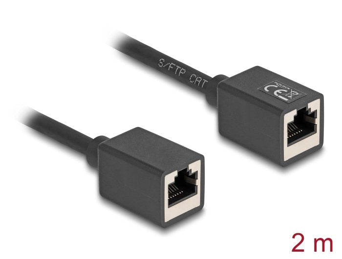 Delock Netzwerk Verlängerungscable Kupplung Rj45 Buchse Zu Rj45 Buchse Cat.6a S Ftp 2 M Schwarz