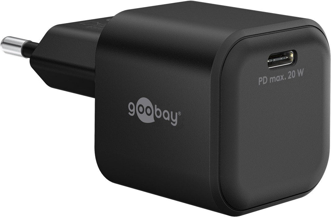 Cargador Rápido Goobay 20w Usb-C Pd Gan (Negro) 76690