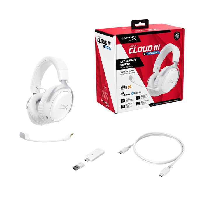 EAN 0198701814566 - HyperX Cloud III S Wireless White Gaming Headset Inalámbrico Diadema Juego Bluetooth Blanco imagen 11