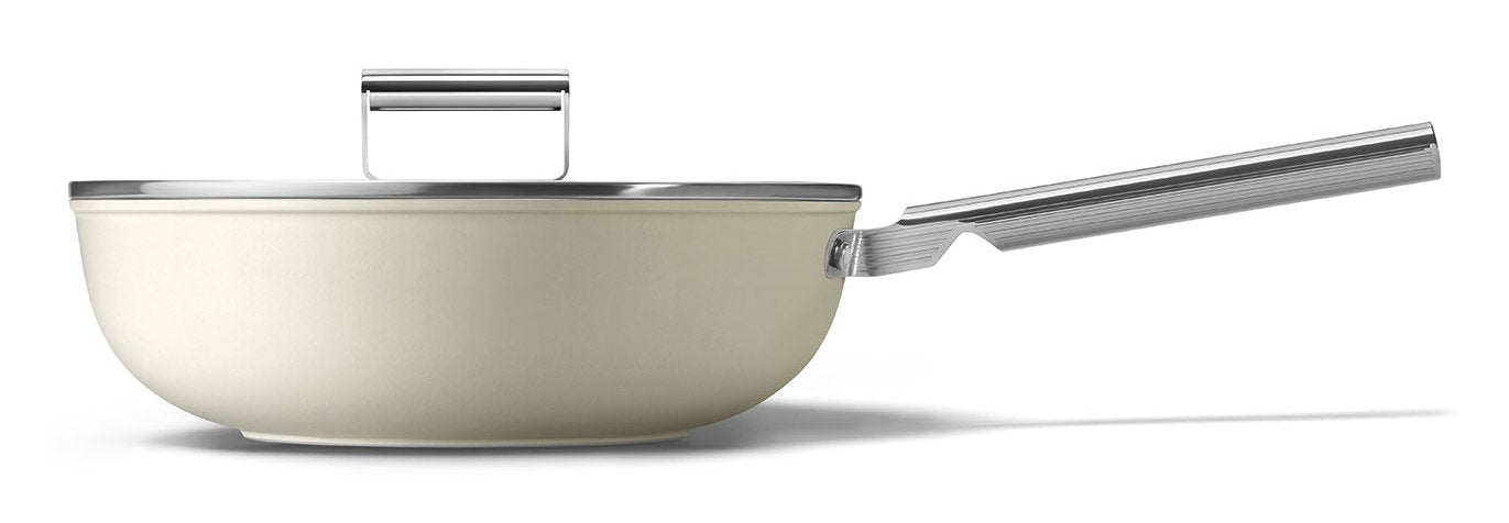 Smeg Wof3002crm Wok, 30 Cm, Keramik, Edelstahlgriff, Mattcreme
