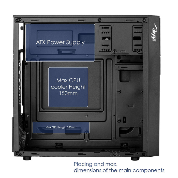 Akyga Micro Atx Case Ak19bk Usb-C + Usb 3.0 + 2x Usb 2.0 Negro W O Psu
