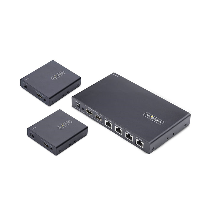 Startech 4-Port Hdmi Extender Und Splitter Uber Cat6 4k 60hz Bis 70m Lnge 1x4 Hdmi Uber Netzwerkcable-Lan Cable Verteilerkit