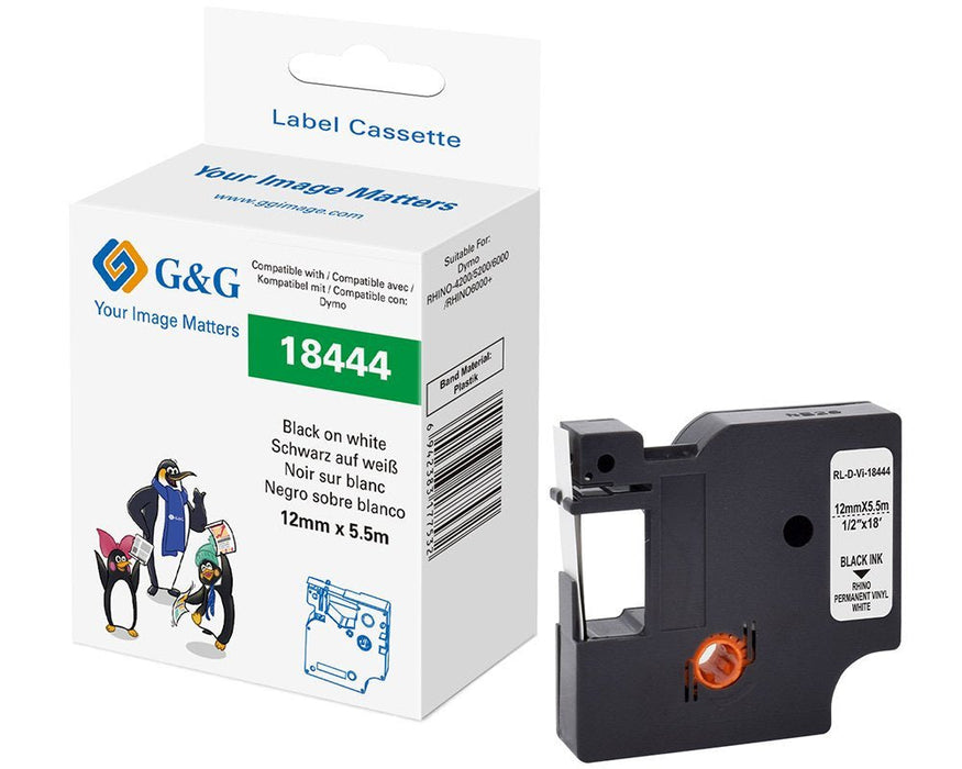 G&G Vinyl Cinta Para Etiquetadora Compatible Con Dymo Rhino 18444