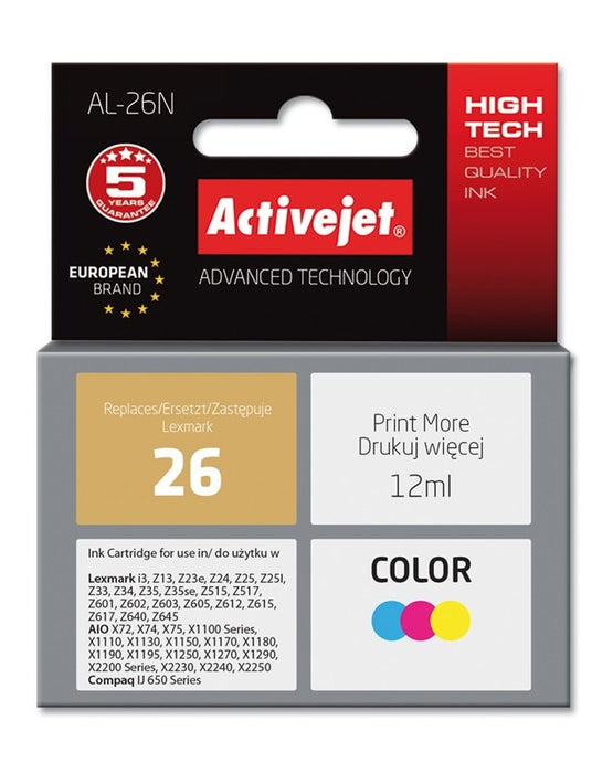EAN 5904356283924 - Activejet AL-26N cartucho de tinta 1 pieza(s) Compatible Alto rendimiento (XL) Cian, Magenta, Amarillo imagen 1